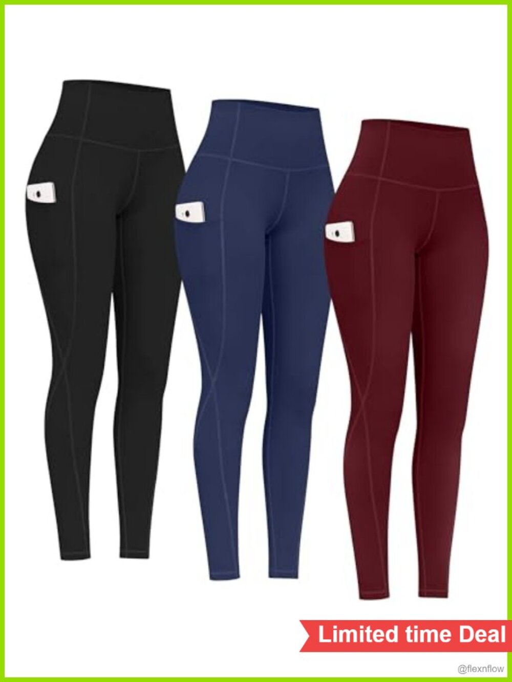 High Waist Yoga Pants 2 Pack Tummy Control Leggings with Pockets Capri
